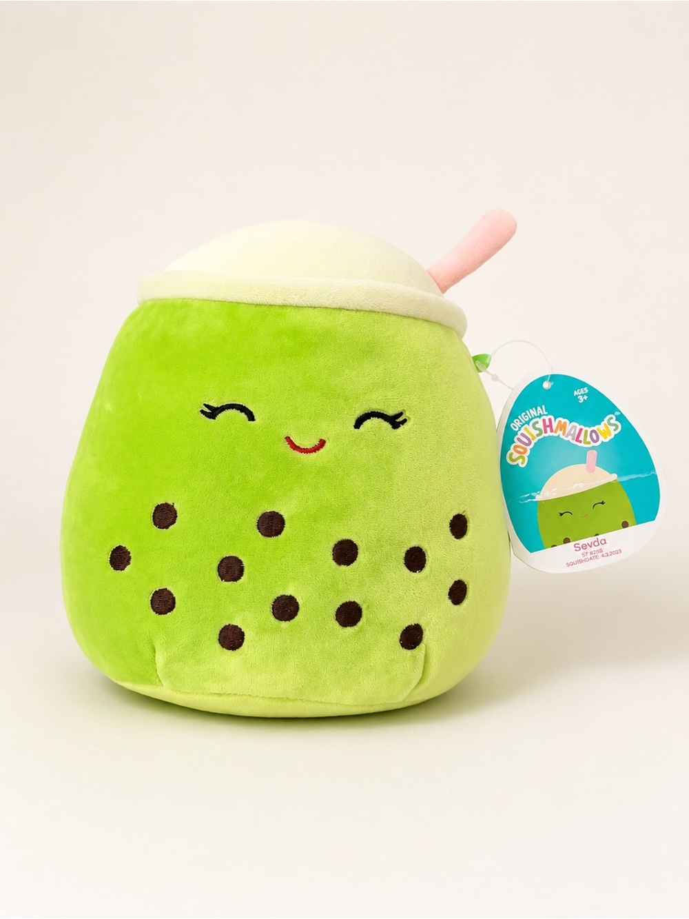 Squishmallows Sevda Green Boba Tea Plush 7” Kellytoy Foodie Squad
